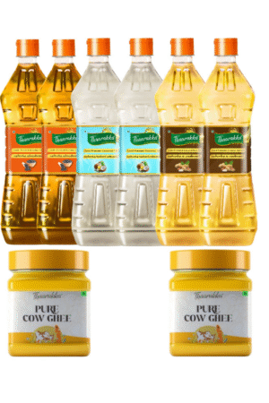 TWIN TOWER PACK COMBO  2L Groundnut oil + 2L Sesame oil + 2L Coconut oil + 2L Ghee (SILVER COIN FREE)
