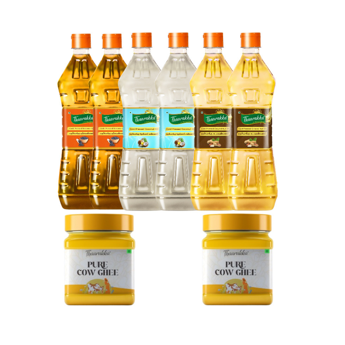 TWIN TOWER PACK COMBO  2L Groundnut oil + 2L Sesame oil + 2L Coconut oil + 2L Ghee (SILVER COIN FREE)