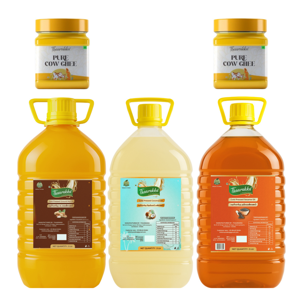 GRAND PREMIUM PACK  5L Groundnut oil + 5L Sesame oil + 5L Coconut oil + 2L Ghee  (SILVER COIN FREE)
