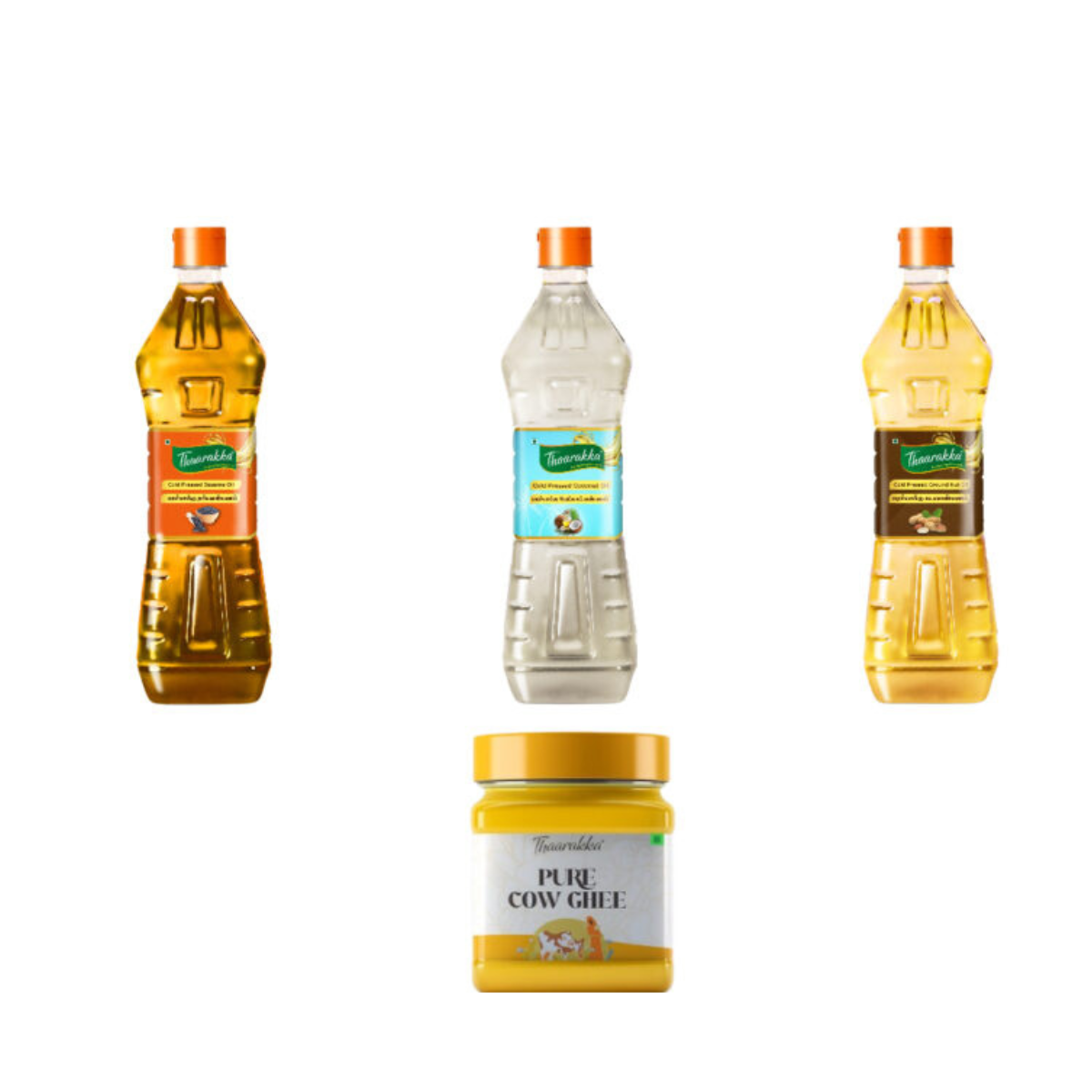POCKET FRIENDLY COMBO 500ml Groundnut oil + 500ml Sesame oil + 500ml Coconut oil + 500ml Ghee